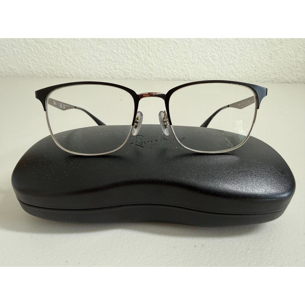 Ray Ban Eyeglasses RB6421 2997 52-18-140 Square Black Silver Case & Cloth